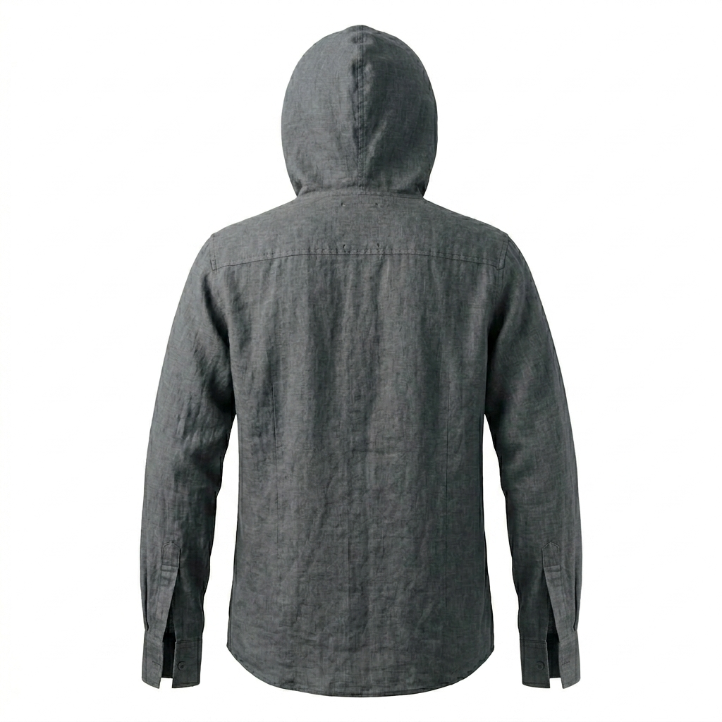 The Como Hooded Linen Shirt – Charcoal